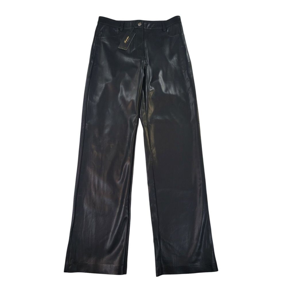 NWT Shinestar Women Size Large Black Faux Leather Pants